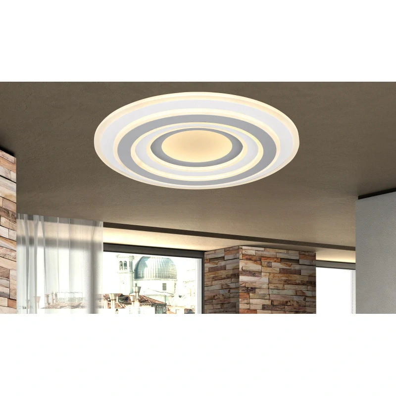Globo 48011-46 SABATINO - Moderní stropní lustr v bílé a šedé barvě stmívatelný ovladačem, LED 46W, 3000 - 6000K, Ø 50cm