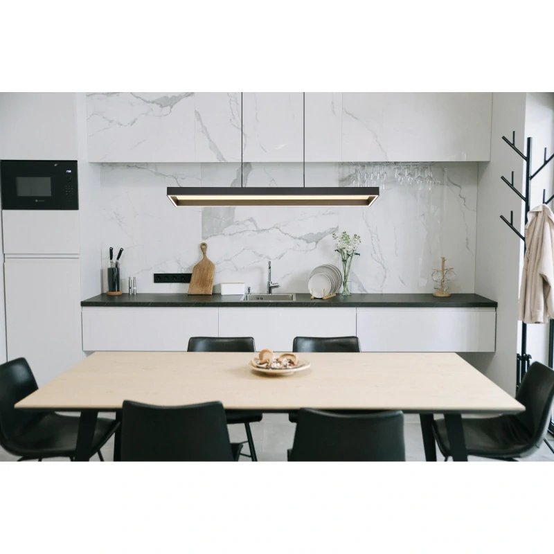 Globo 15643 SOLA - Moderní LED lustr nad jídelní stůl v černé barvě s dálkovým ovládáním, LED 70W, 2700 - 6500K, 116 x 18,6cm