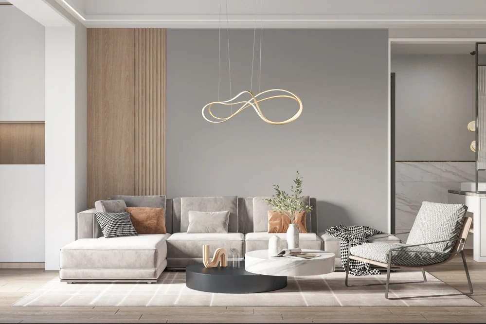 Trio Leuchten 344310179 NALA - Závěsný lustr stmívatelný klasickým vypínačem ve zlaté barvě, LED 57W, 2300+3000+4000K, 6800lm, 113 x 24cm