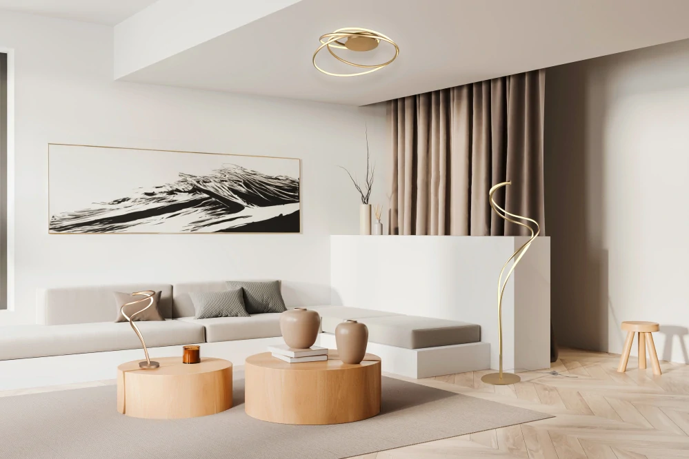 Trio Leuchten 544310179 NALA - Stolní zlatá lampa stmívatelná nožním vypínačem, LED 17W, 2300+3000+4000K, 1900lm, 56cm