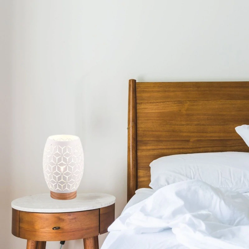 Trio Leuchten R51571031 BIDAR - Stolní lampička k posteli v bílé barvě, 1 x E27