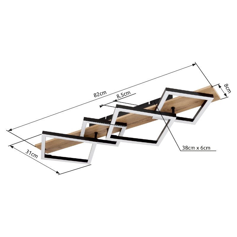 Globo 67294D3 BEATRIX - Stropní LED svítidlo v černé barvě s MDF dřevem, LED 30W, 3000K