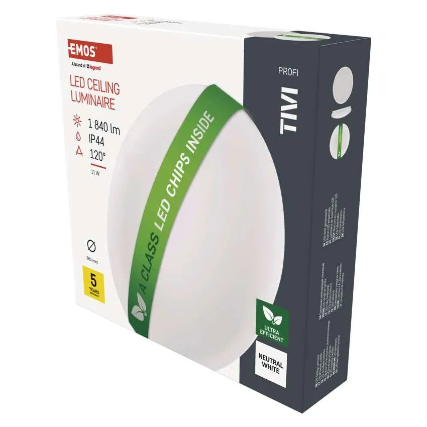 EMOS ZM3407 TIVI - Koupelnové stropní LED svítidlo 11W, 1840lm, IP44, 4000K, Ø 38cm