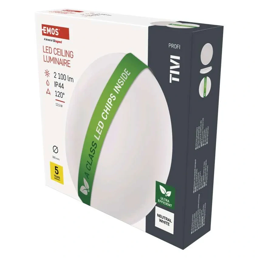 EMOS ZM3408 TIVI - Koupelnové stropní LED svítidlo 12,5W, 2100lm, IP44, 4000K, Ø 38cm