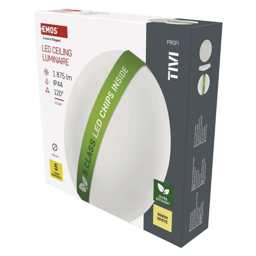 EMOS ZM3418 TIVI - Koupelnové stropní LED svítidlo 12,5W, 2100lm, IP44, 3000K, Ø 38cm