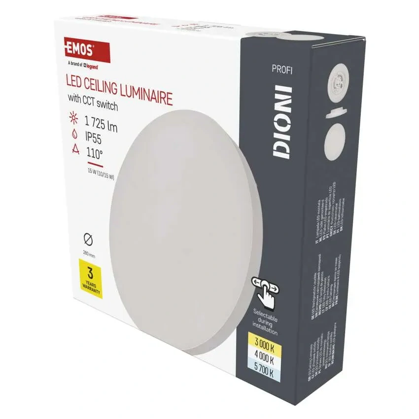 Emos ZM7150 DIONI - LED přisazené svítidlo se změnou barvy světla 15W, 3000+4000+5700K, Ø 28cm