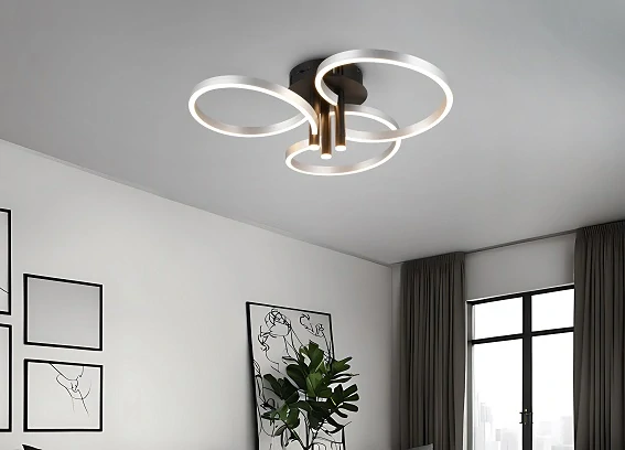 Trio Leuchten 648110605 CARUSO - Stropní lustr stmívatelný klasickým vypínačem, broušený hliník LED 43W, 4980lm, 2300+3000+4000K, Ø 65,5cm