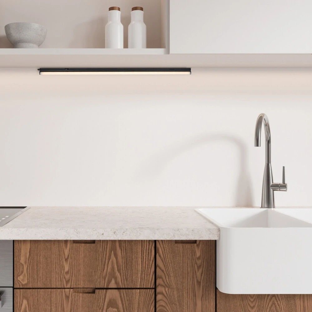 Rabalux 78014 BAREG - Kuchyňské podlinkové svtítidlo s vypínačem v černé barvě, LED 12W, 1050lm, 3000/4000K, 89cm