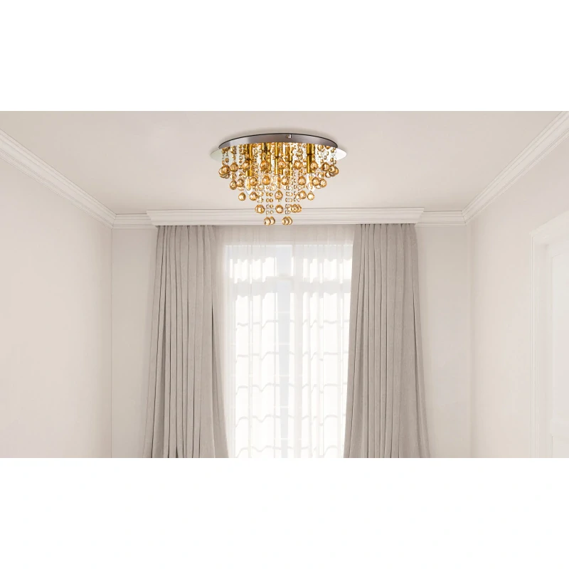 Globo 63040545 LONDON - Stropní moderní zlatý lustr s ověsky, 5 x E14,  Ø 46cm