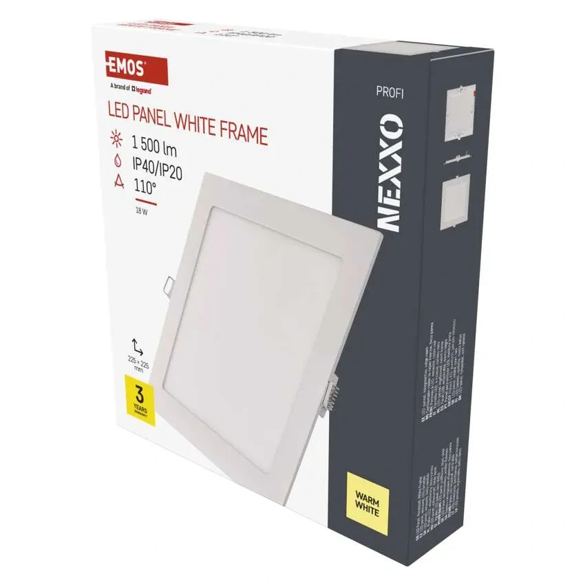 EMOS ZD2144 NEXXO - Podhledový LED panel, 18W, 1500lm, 3000K, IP40/IP20, 22,5 x 22,5cm