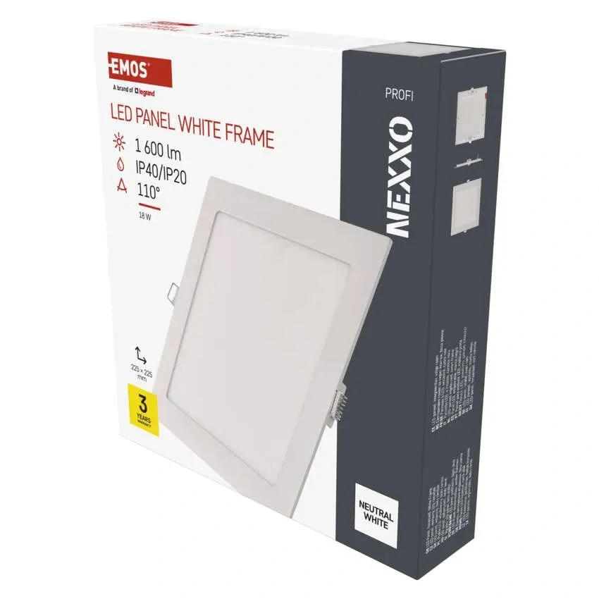 EMOS ZD2145 NEXXO - Podhledový LED panel, 18W, 1600lm, 4000K, IP40/IP20, 22,5 x 22,5cm