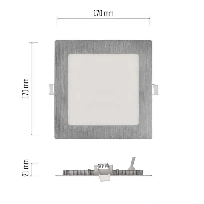 EMOS ZD2233 NEXXO - Podhledový stříbrný LED panel, 12,5W, 1050lm, 3000 + 3500 + 4000K, IP40/IP20, 17 x 17cm