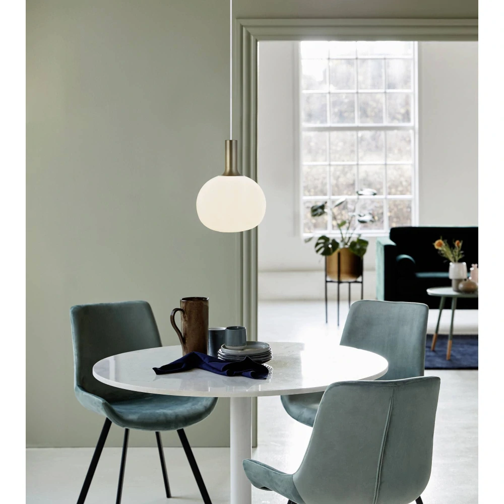 Nordlux 47313001 ALTON - Závěsný mosazný lustr s opálovým stínidem, 1 x E27, Ø 25cm