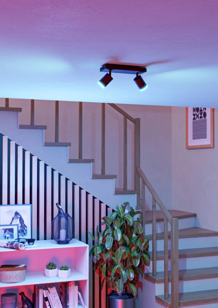 Eglo ZIGBEE 901941 MELITELLO-Z - Stropní RGB černé bodové stmívatelné svítidlo ovládané ovladačem, nebo z mobilní aplikace, LED 7,4W, 2700-6500K + RGB