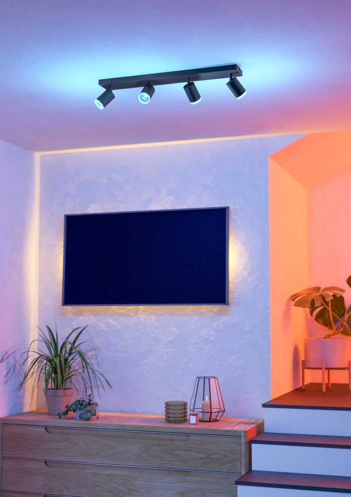 Eglo ZIGBEE 901942 MELITELLO-Z - Stropní RGB černé bodové stmívatelné svítidlo ovládané ovladačem, nebo z mobilní aplikace, LED 14,8W, 2700-6500K + RGB