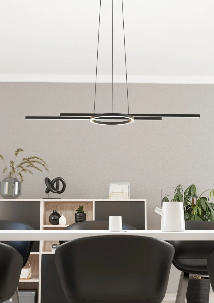 Eglo ZIGBEE 900398 ZILLERIO-Z - Závěsné LED moderní stmívatelné svítidlo nad jídelní stůl ovládané ovladačem, nebo z mobilní aplikace, LED 24W, 2700-6500K, 116cm