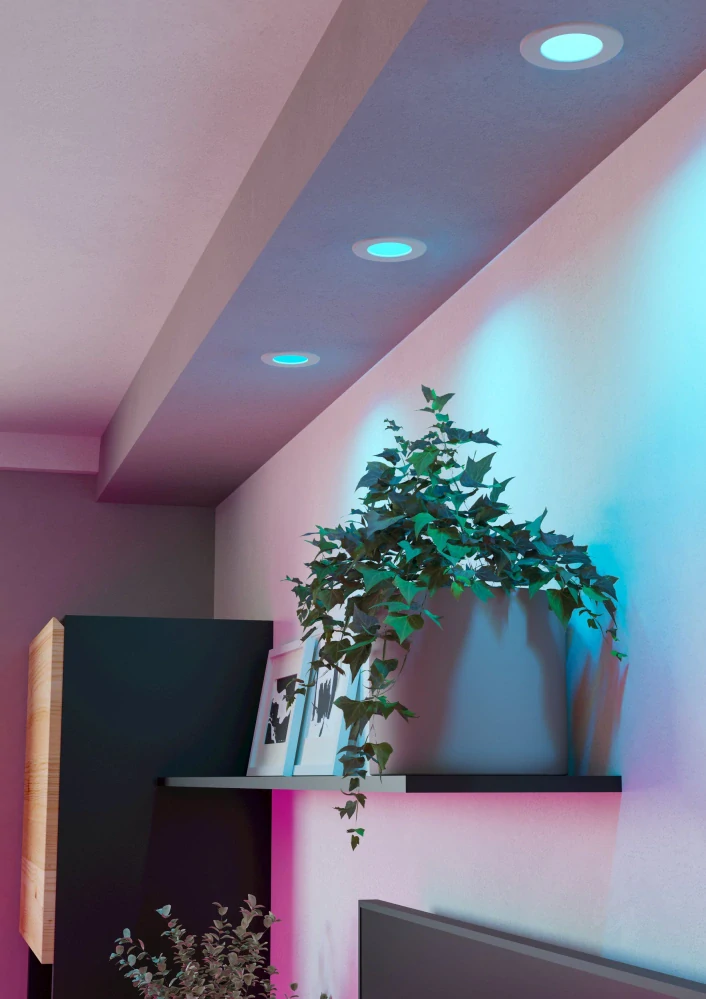 Eglo 901429 FUEVA 6-Z - 3 ks LED podhledových RGB svítidel ovládaných ovladačem, nebo z mobilní aplikace, LED 3 x 2,8W, Ø 8,8cm