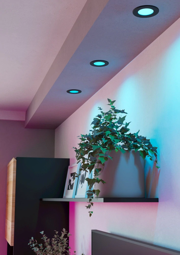 Eglo 901425 FUEVA 6-Z - 3 ks LED podhledových RGB svítidel ovládaných ovladačem, nebo z mobilní aplikace, LED 3 x 2,8W, Ø 8,8cm