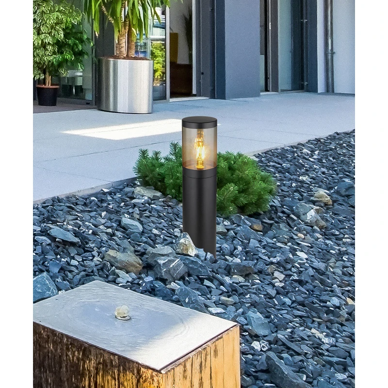 Globo 32015BS XELOO - Venkovní stojací lampa v černé barvě kovu a kouřovým sklem, 1 x E27, IP44, 50cm