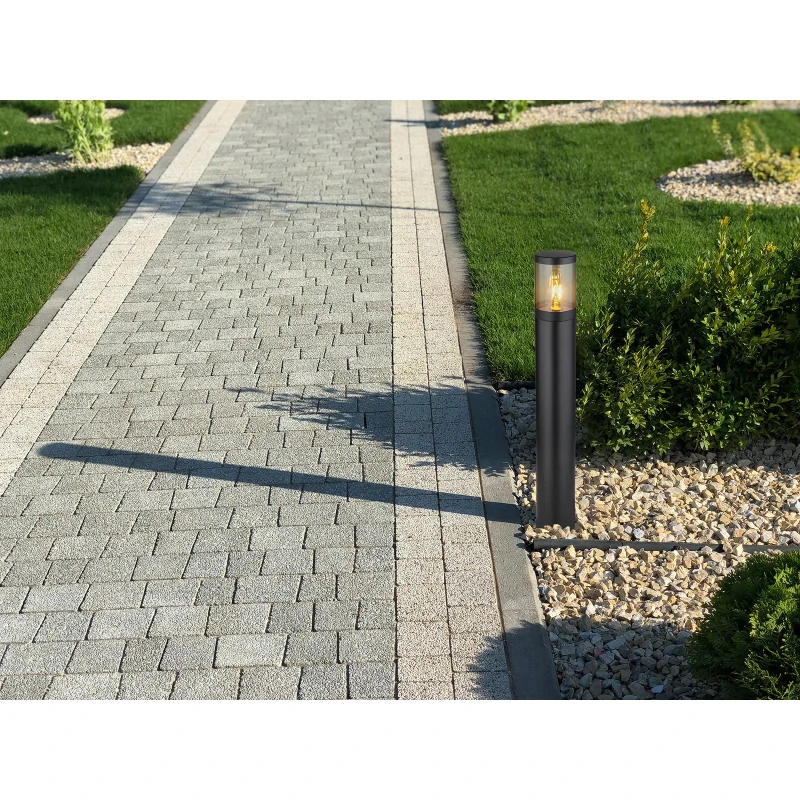 Globo 32016BS XELOO - Venkovní stojací lampa v černé barvě kovu a kouřovým sklem, 1 x E27, IP44, 80cm