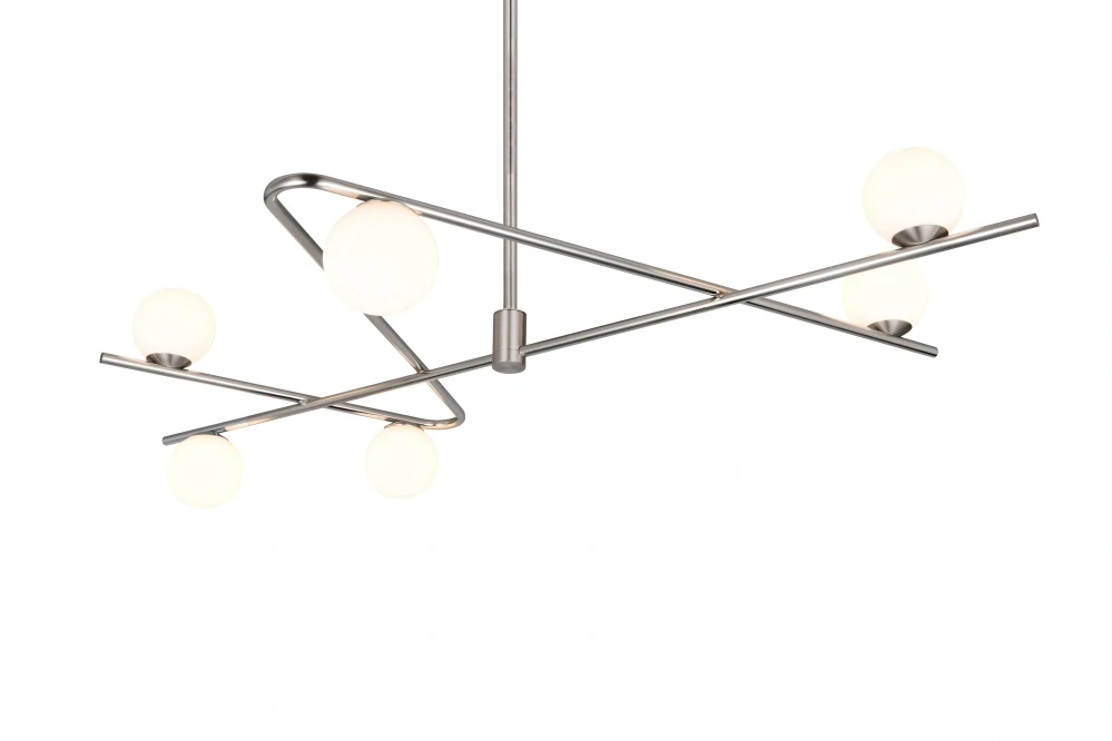Trio Leuchten 368900607 FLAMING - Moderní svítidlo na tyči v matném niklu, 6 x G9, 120 x 73,5cm