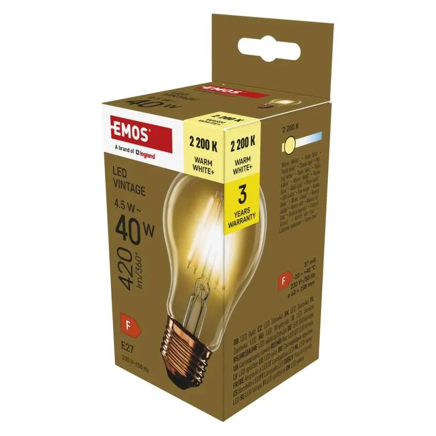 Emos Z55032 DECO VINTAGE BULB - Retro LED dekorativní žárovka A60, 4,5W, 2200K