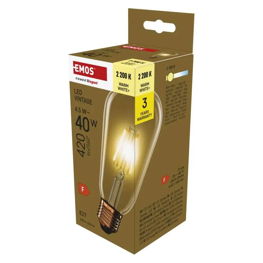 Emos Z57032 DECO VINTAGE BULB - Retro LED dekorativní žárovka ST64, 4,5W, 2200K