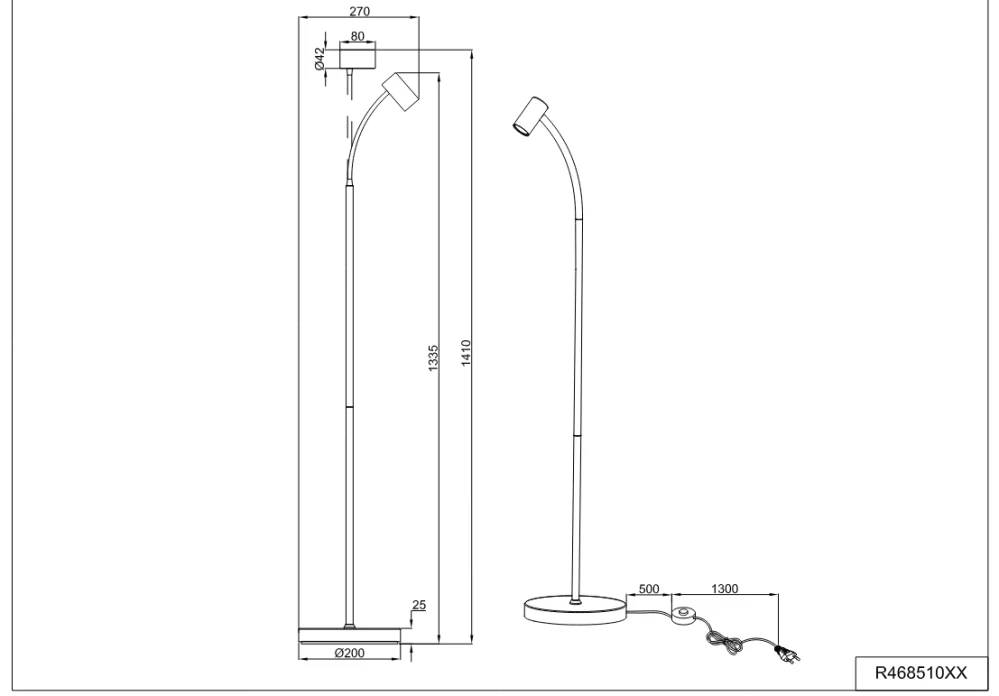 Trio Leuchten R46851031TARYN - Stojací čtecí lampa v bílé barvě, 1 x GU10 MINI, 133,5cm