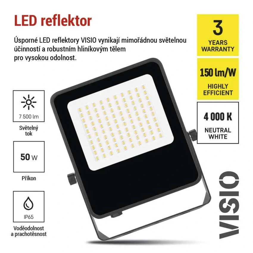 Emos ZS2543 VISIO - LED reflektor, bez senzoru, 50W, 7500lm, 4000K, IP65