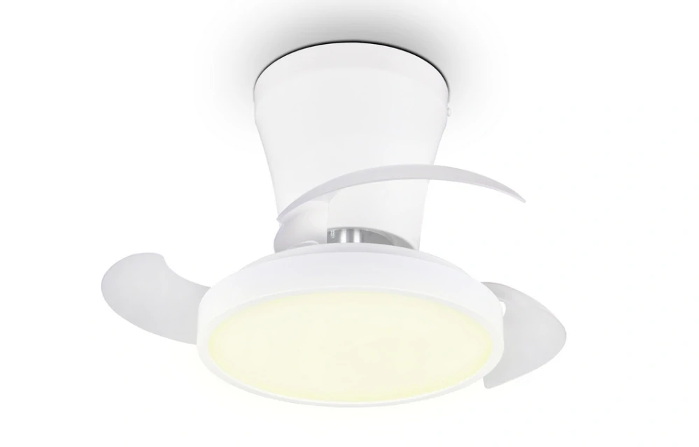 Trio Leuchten R69512101 MOSS - Stropní LED ventilátor s dálkovým ovladačem v bílé barvě, LED 13W, 1500lm, 2700-6500K, Ø 41cm