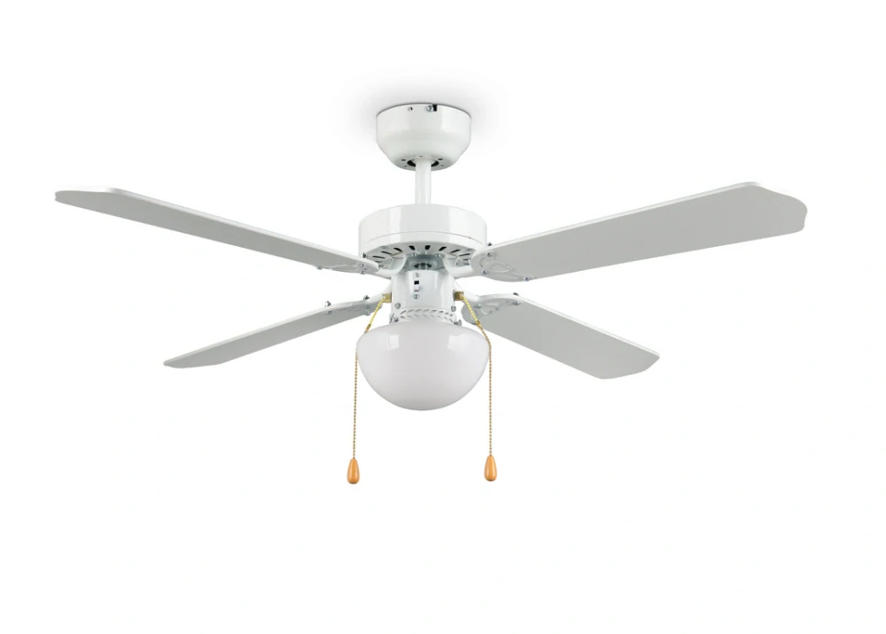 Trio R66592031 HAMMERFEST - Stropní ventilátor s osvětlením v dekoru dřeva nebo bílé barvě, 1 x E27, Ø 106,5cm