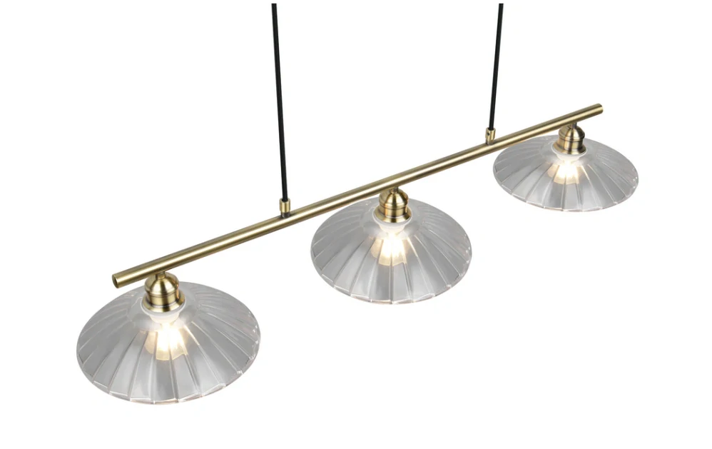 Trio Leuchten R36523004 ELUNA - Závěsný vintage lustr nad jídelní stůl ve staromosazi, 3 x E27, 100cm