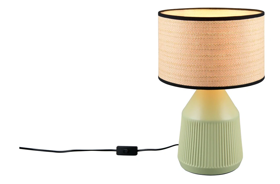 Trio Leuchten R56801015 FORMENTERA - Stolní lampička s keramickým podstavcem v zelené barvě, 1 x E27, výška 43cm