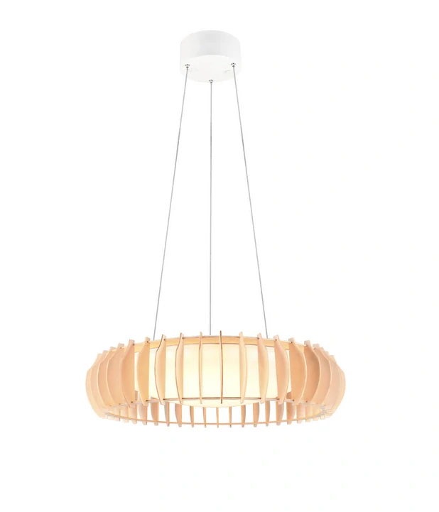 Trio Leuchten R32171930 MONTE - Závěsný dřevěný lustr nad jídelní stůl stmívatelný ovladačem, LED 40W, 3000 - 6500K, Ø 60cm