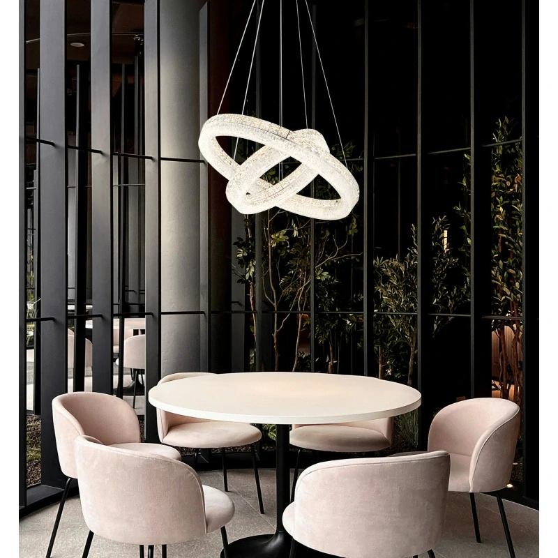 Globo 67387-60 LAUREL - Křišťálový závěsný lustr stmívatelný ovladačem, LED 60W, 2700–6000K, Ø 60cm