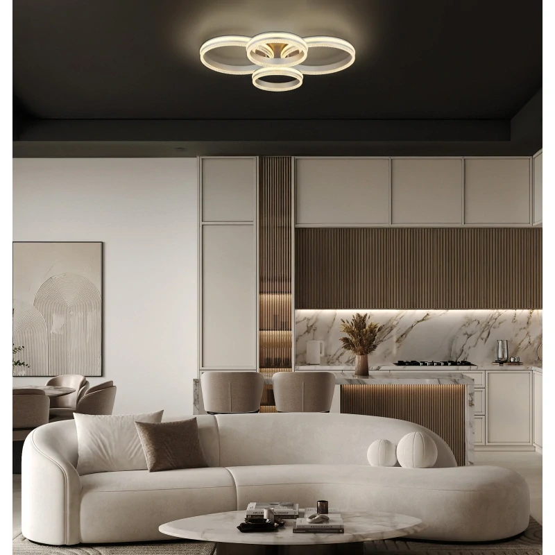 Globo 67377-90 FRANCINE - Stmívatelný moderní stropní lustr dálkovým ovladačem, LED 90W, 2700 - 6000K, 84,5 x 68cm