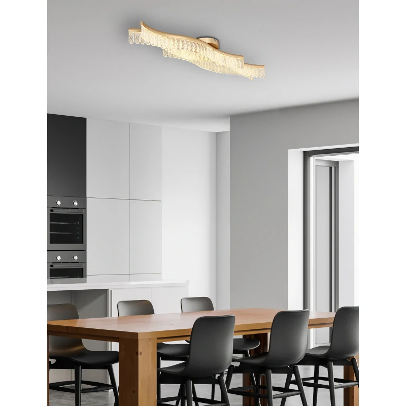 Globo 67348DG JULIET - Moderní stropní křišťálový lustr v matné zlaté barvě, LED 35W, 3200K, 108cm