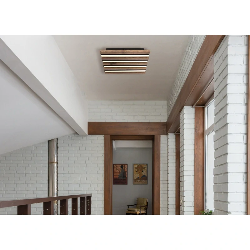 Globo 67347D1 HAYDEN - Stropní LED svítidlo v černé barvě s MDF dřevem, LED 15W, 3000K