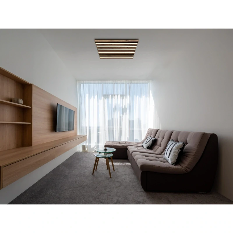 Globo 67347D2 HAYDEN - Stropní LED svítidlo v černé barvě s MDF dřevem, LED 30W, 3000K, 45 x 45cm