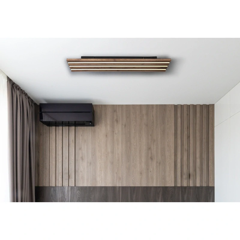 Globo 67347D4 HAYDEN - Stropní LED svítidlo v černé barvě s MDF dřevem, LED 30W, 3000K, 80 x 20cm