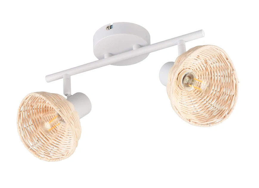 Trio Leuchten R86782031 CALVI - Stropní bílá lampa s ratanovými stínidly, 2 x E14