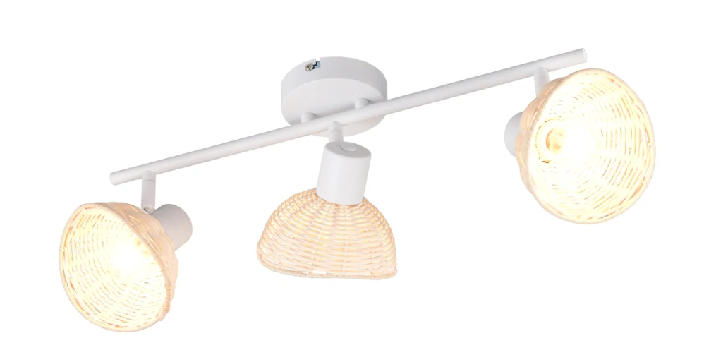 Trio Leuchten R86783031 CALVI - Stropní bílá lampa s ratanovými stínidly, 3 x E14