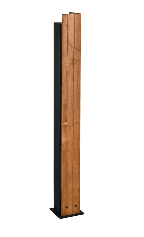 Trio Leuchten 463300330 KARUNI - Stojací dřevěná lampa s nášlapným vypínačem, 3 x E27, 121cm