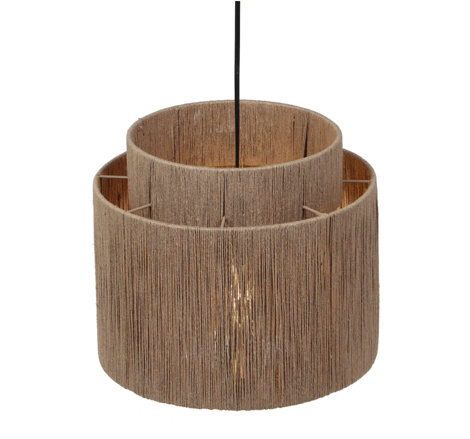 Trio Leuchten 366800136 SMILLA - Závěsný lustr se stínidlem z juty, 1 x E27, Ø 31cm
