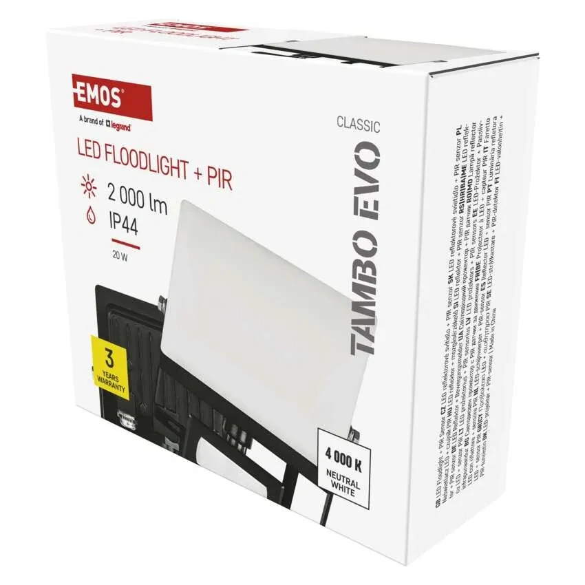 Emos ZS2924 TAMBO EVO - LED reflektor s pohybovým čidlem, 20W, 2000lm, IP44