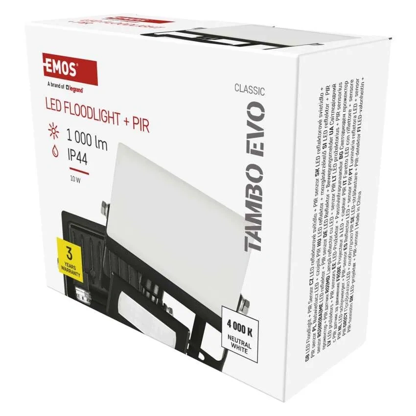 Emos ZS2914 TAMBO EVO - LED reflektor s pohybovým čidlem, 10W, 1000lm, IP44
