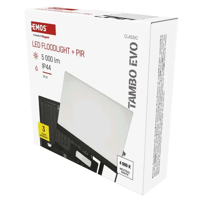 Emos ZS2944 TAMBO EVO - LED reflektor s pohybovým čidlem, 50W, 5000lm, IP44