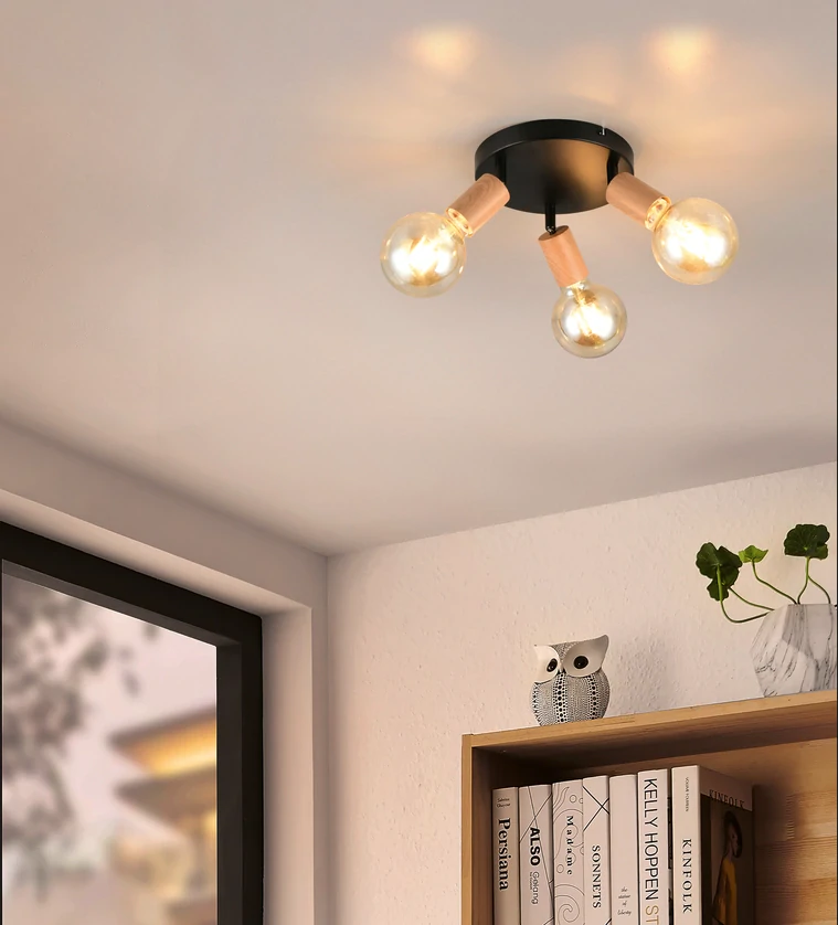 Trio Leuchten R86683335 LAMEGO - Sropní černé trojbodové svítidlo v retro stylu, 3 x E27