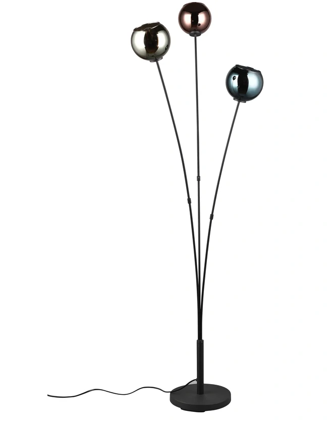 Trio Leuchten R41303017 SHELDON - Stojací tříramenná lampa se skleněnými stínidly, 3 x E14
