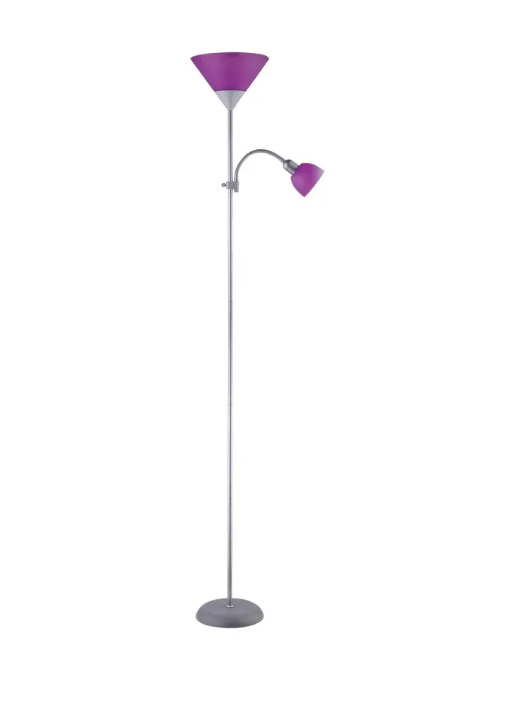 Rabalux 4020 ACTION - Fialová stojací lampa s bodovkou na čtení, 1 x E27 + 1 x E14, 178cm